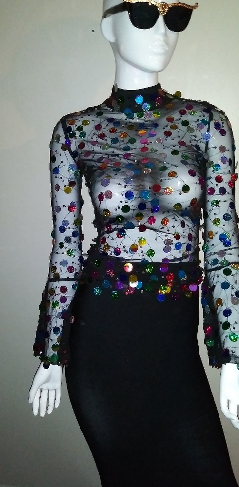 New Blouse tie up in back and blk pencil skirt